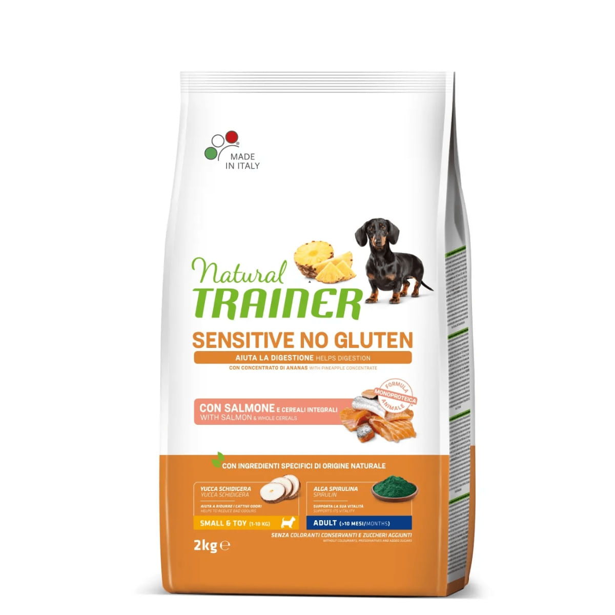 NATURAL TRAINER Sensitive No Gluten, XS-S, Somon, hrană uscată monoproteică câini, sistem digestiv, 2kg - 1 | YEO