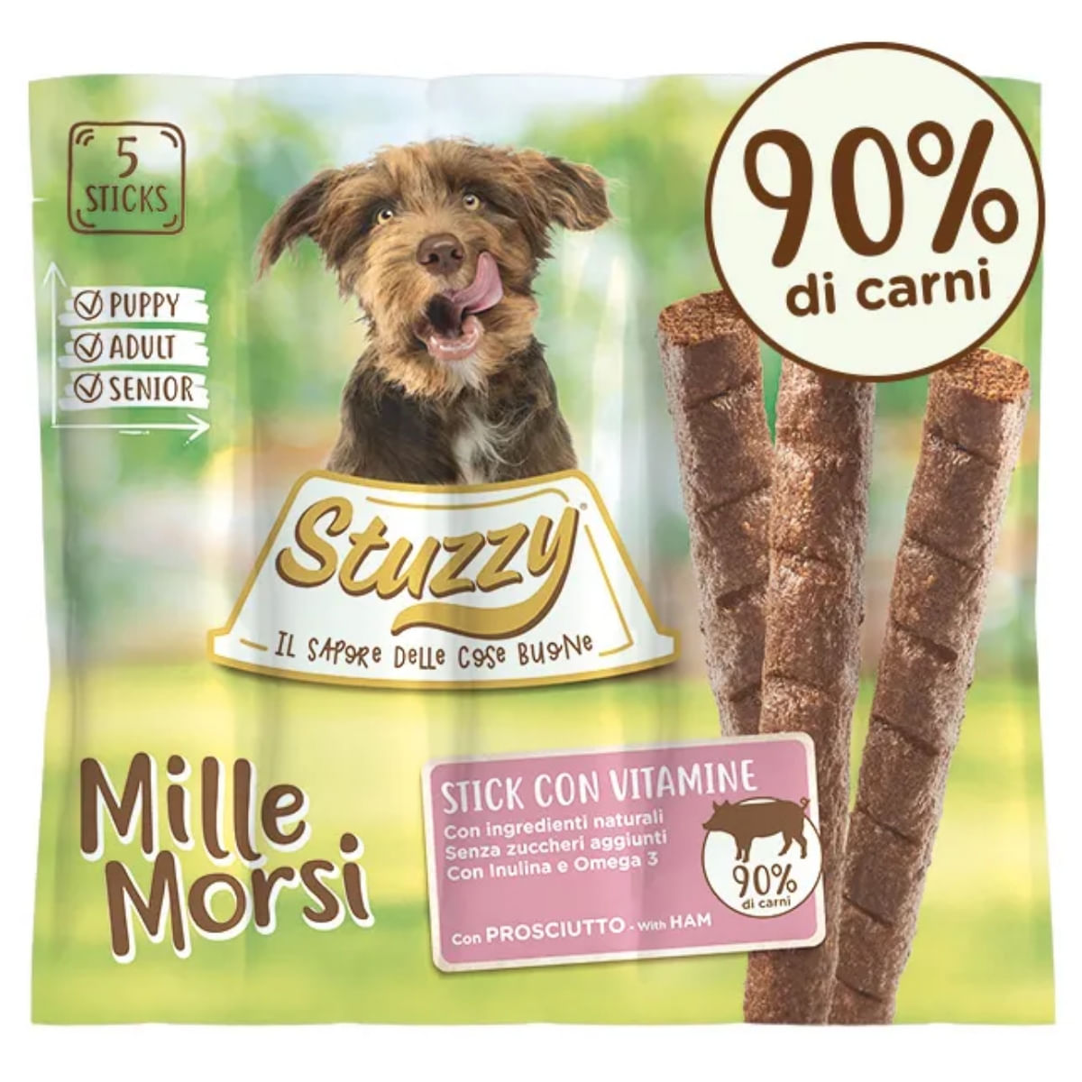 STUZZY Millemorsi, XS-XL, Șuncă, punguță recompense câini, 55g