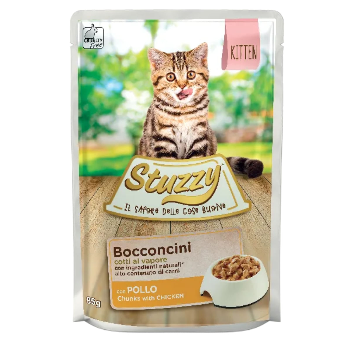 STUZZY Chunks Kitten, Pui, plic hrană umedă pisici junior, (în sos), 85g