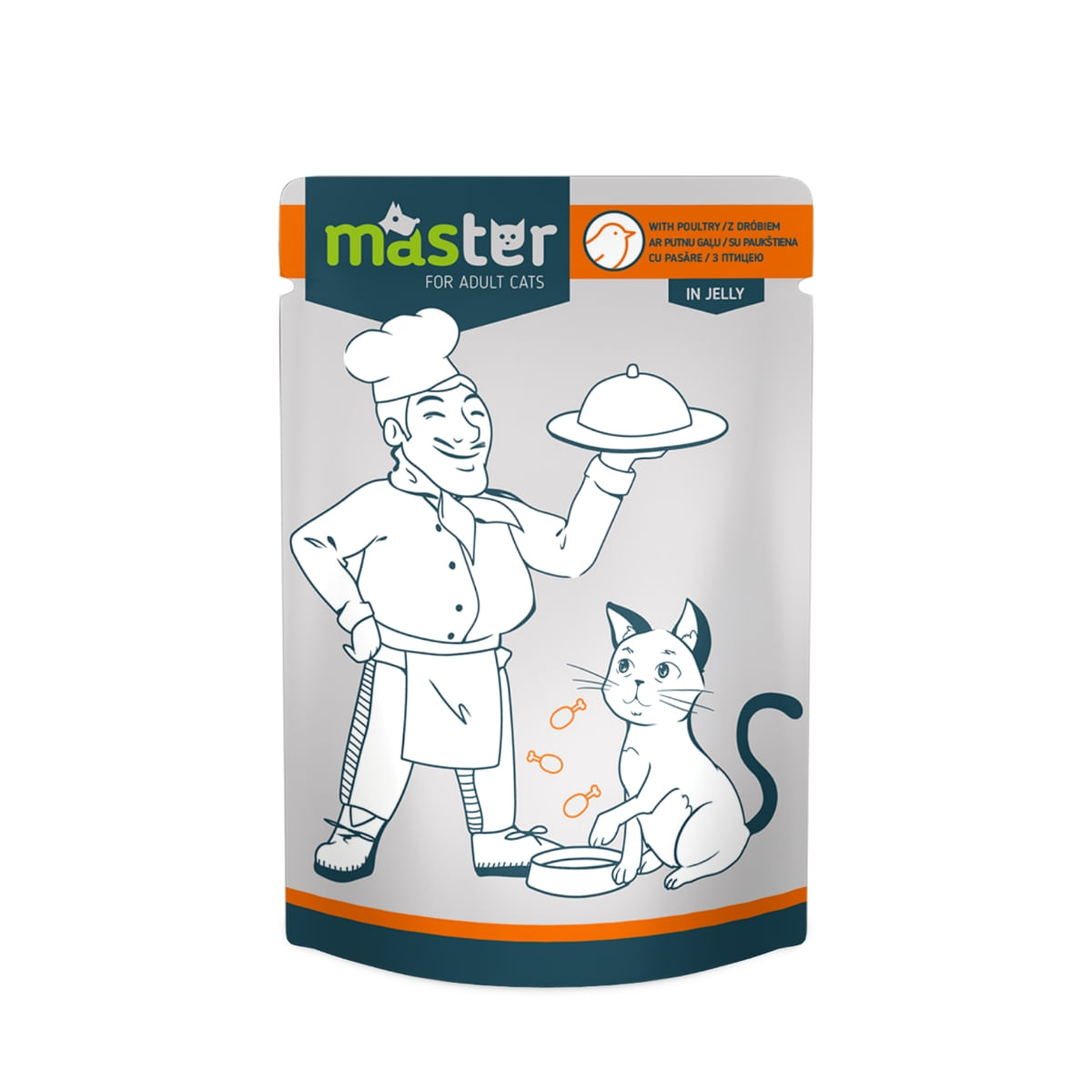 MASTER, Pasăre, plic hrană umedă pisici, (în aspic), 80g