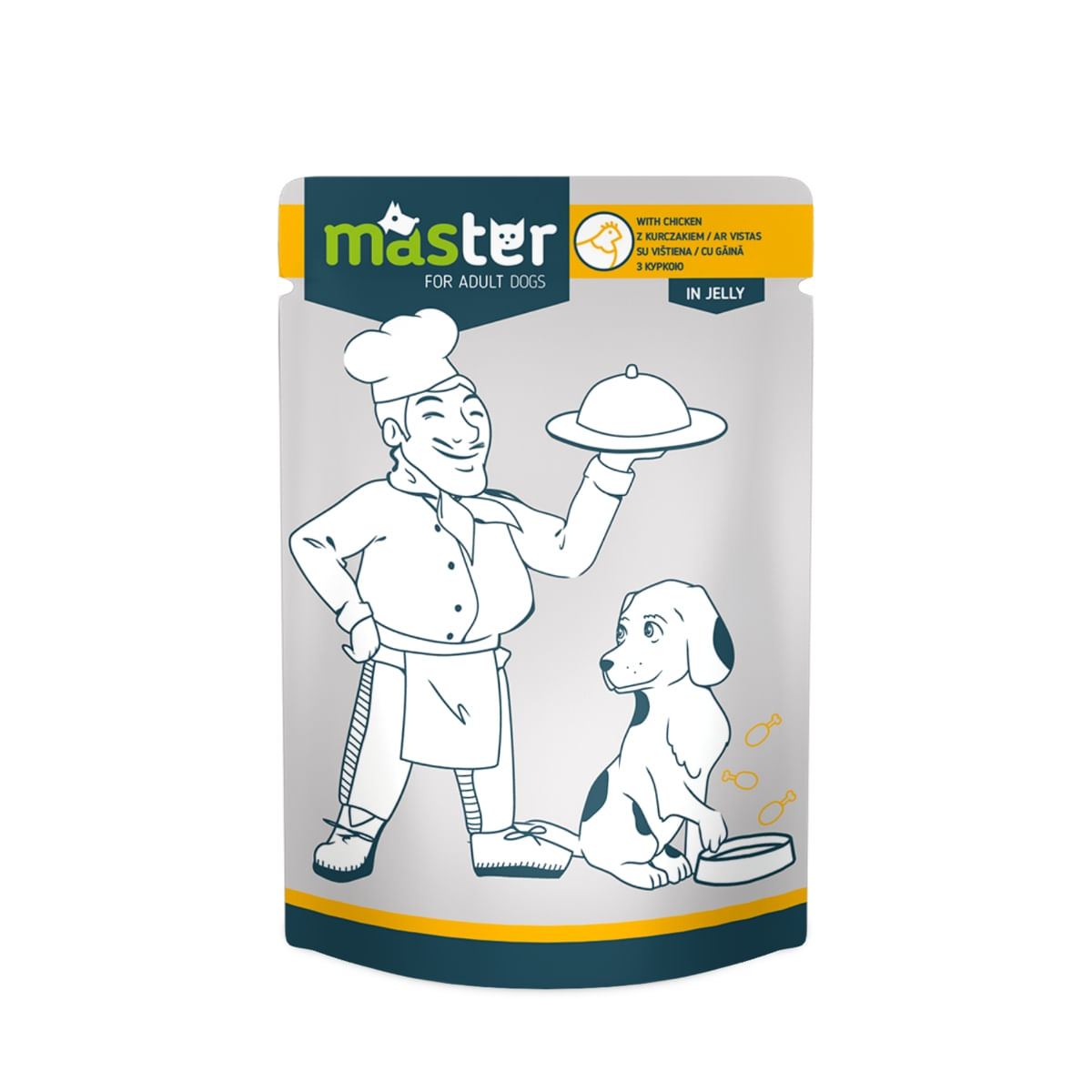 MASTER, XS-S, Pui, plic hrană umedă câini, (în aspic), 80g - 1 | YEO