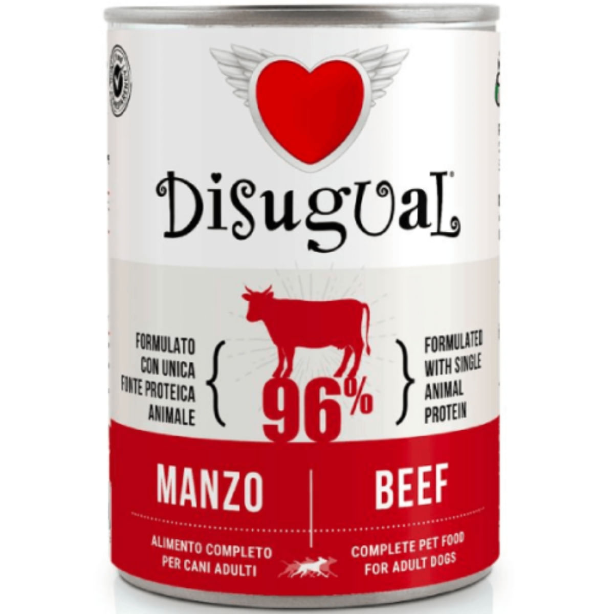 DISUGUAL Monoprotein, XS-XL, Vită, conservă hrană umedă monoproteică fără cereale câini, (pate), 400g