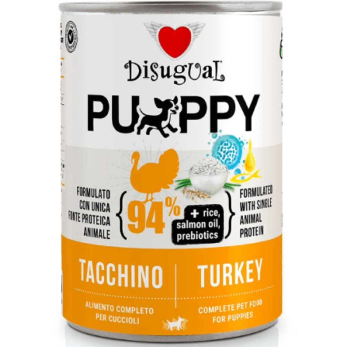 DISUGUAL Monoprotein Puppy, XS-XL, Curcan, conservă hrană umedă monoproteică câini junior, (pate), 400g - 1 | YEO