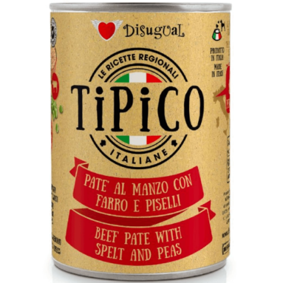 DISUGUAL Tipico, XS-XL, Vită, conservă hrană umedă câini, (pate), 400g