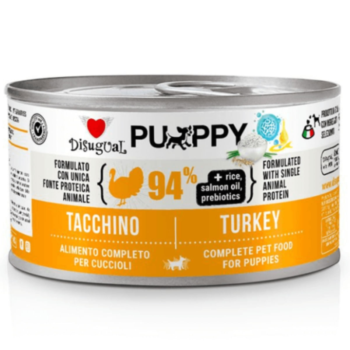 DISUGUAL Monoprotein Puppy, XS-XL, Curcan, conservă hrană umedă monoproteică câini junior, (pate), 150g