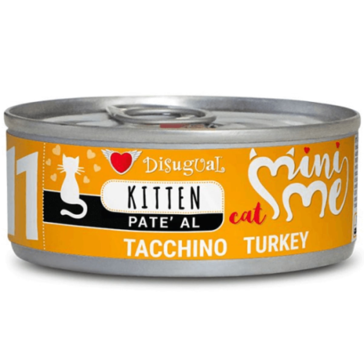 DISUGUAL Mini Me Kitten, Curcan, conservă hrană umedă fără cereale pisici junior, (pate), 85g