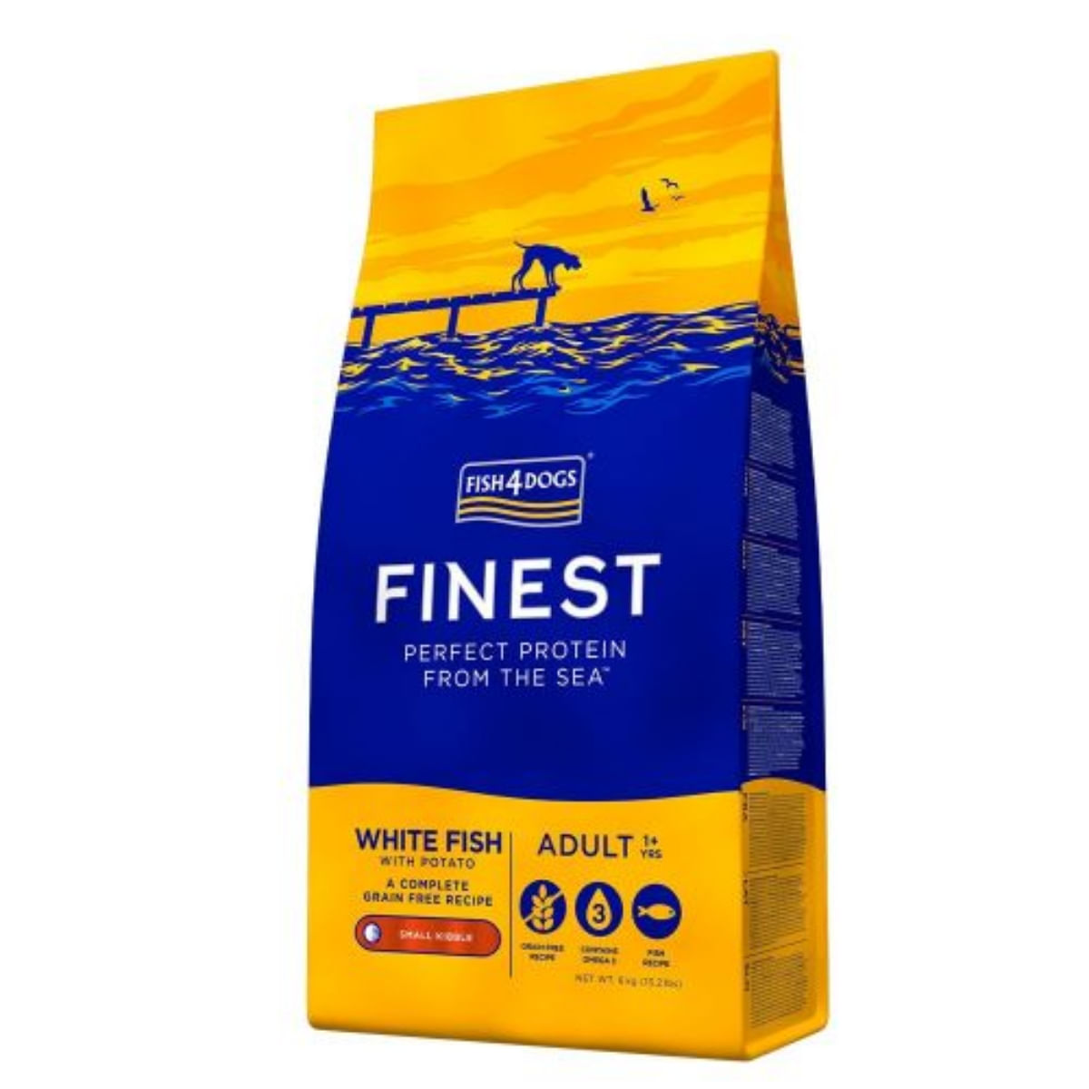 FISH4DOGS Finest, L-XL, Pește alb și Cartofi, hrană uscată fără cereale câini, 12kg