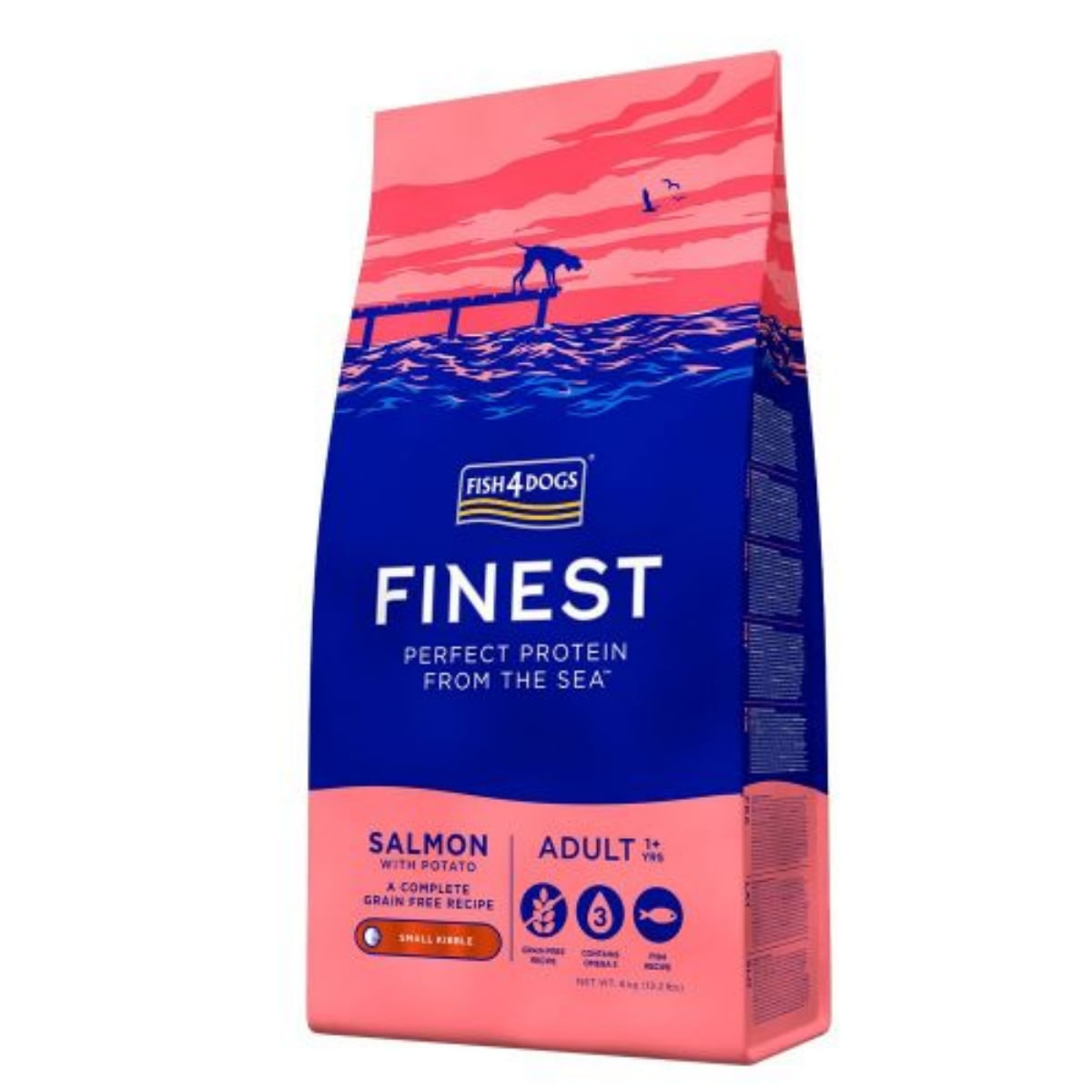 FISH4DOGS Finest, L-XL, Somon și Cartofi, hrană uscată fără cereale câini, 1.5kg