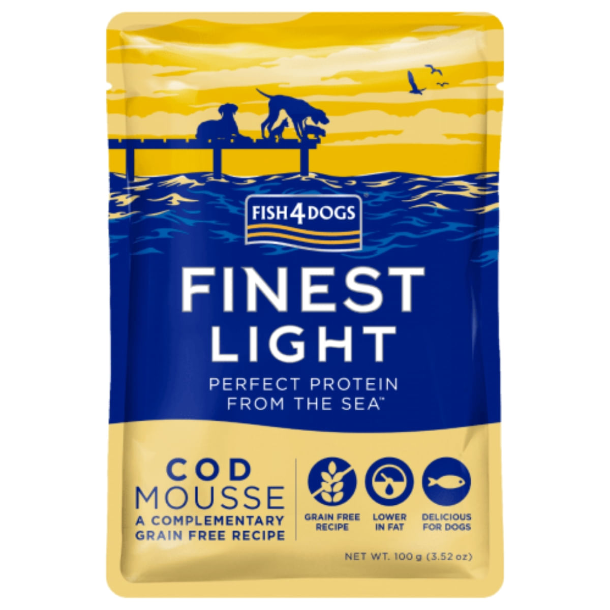 FISH4DOGS Finest, XS-XL, Cod, plic hrană umedă monoproteică fără cereale câini, (pate), 100g - 1 | YEO