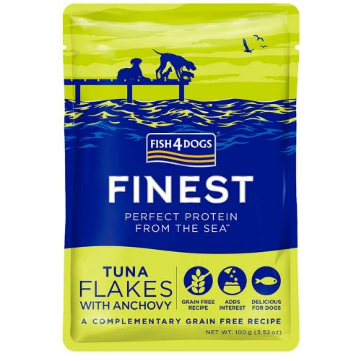 FISH4DOGS Finest, XS-XL, Ton și Anșoa, plic hrană umedă fără cereale câini, (în suc propriu), 100g - 1 | YEO