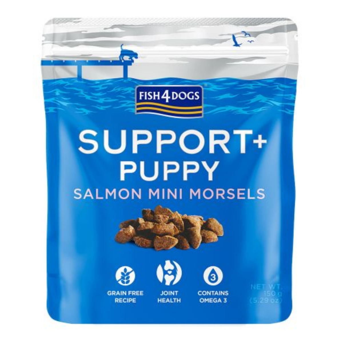 FISH4DOGS Support+ Puppy Joint Health, XS-XL, Somon, punguță recompense funcționale fără cereale câini junior, sistem articular, 150g - 2 | YEO