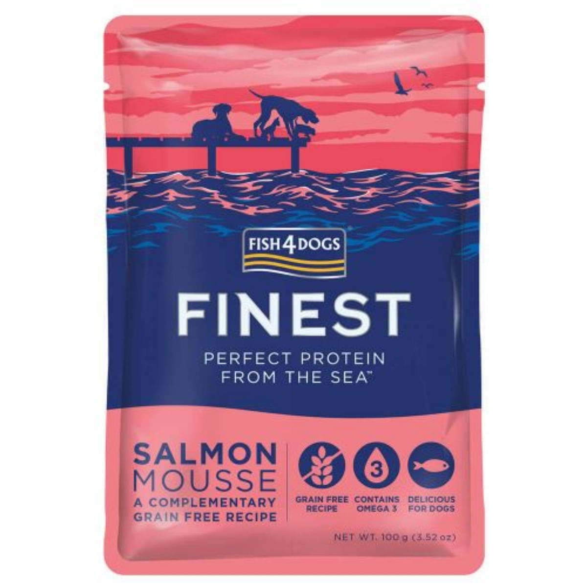 FISH4DOGS Finest, XS-XL, Somon, plic hrană umedă fără cereale câini, (pate), 100g