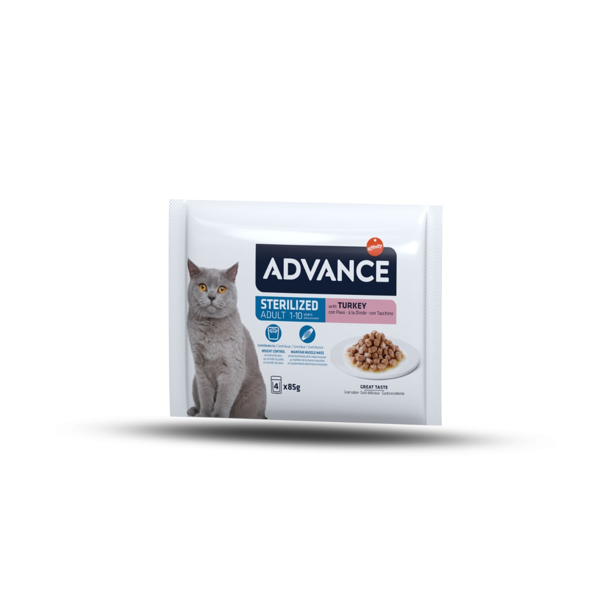 ADVANCE Sterilised, Curcan, hrană umedă pisici sterilizate, (în sos) ADVANCE Sterilised, Curcan, plic hrană umedă pisici sterilizate, (în sos), multipack, 85g x 4buc - 2 | YEO