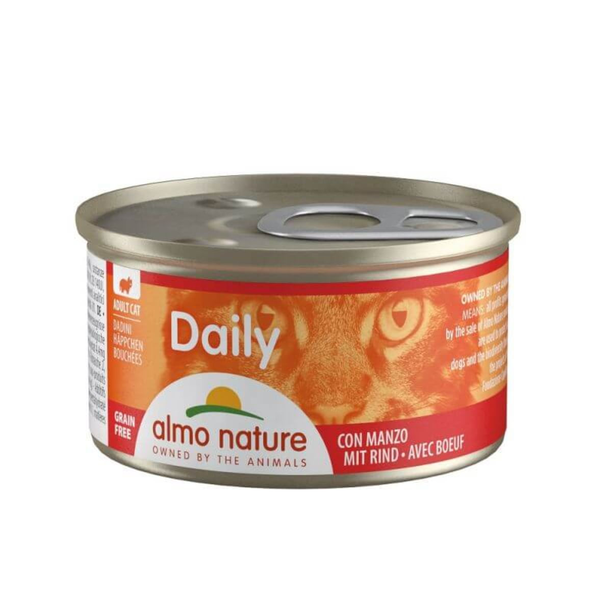 ALMO NATURE Daily Cat, Vită, conservă hrană umedă fără cereale pisici, (în suc propriu), 85g