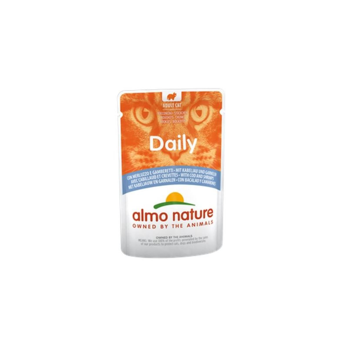 ALMO NATURE Daily Cat, Cod și Creveți, plic hrană umedă pisici, (în sos), 70g - 1 | YEO