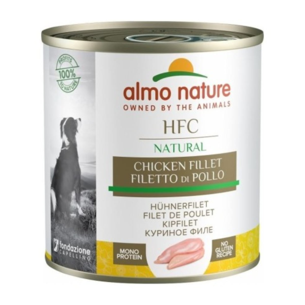 ALMO NATURE HFC, XS-XL, Pui, conservă hrană umedă câini, (în supă), 280g