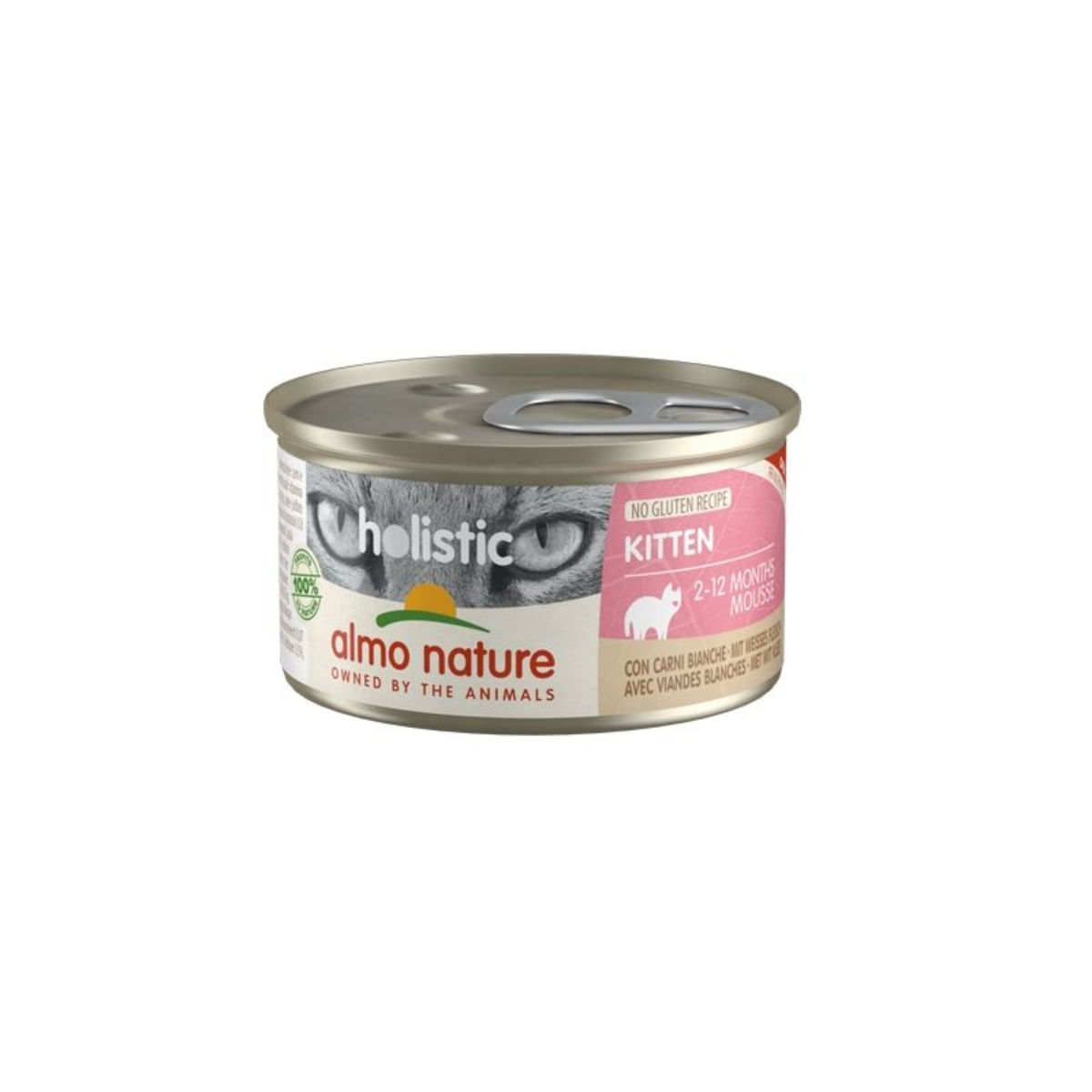 ALMO NATURE Holistic Kitten, Pui, conservă hrană umedă fără cereale pisici junior, (în supă), 85g