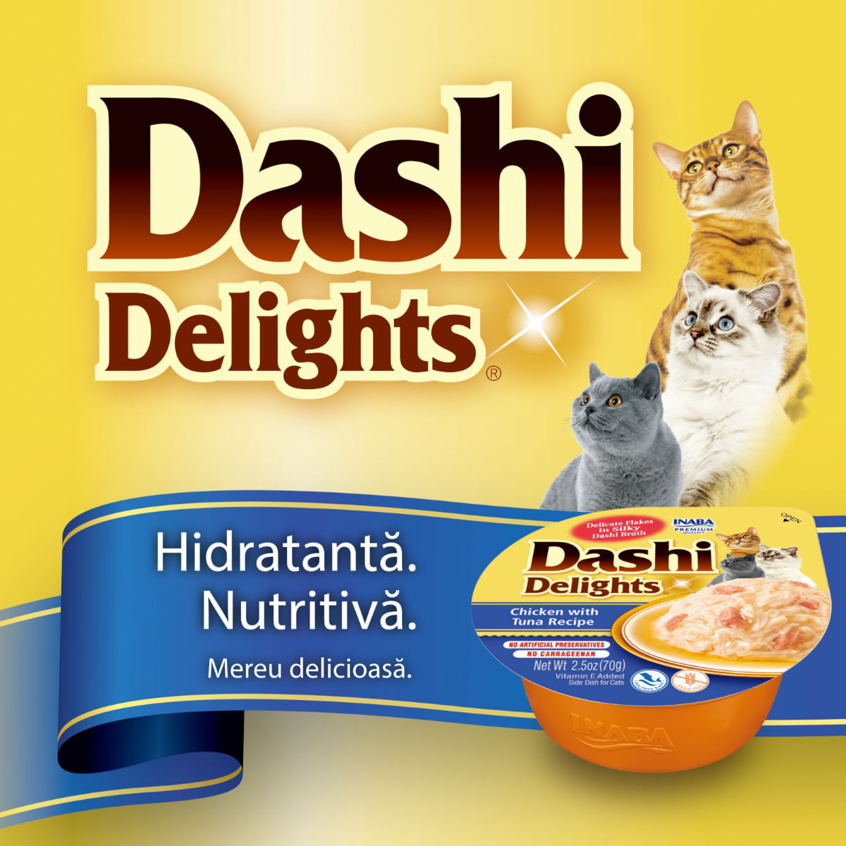 INABA Ciao Dashi, Pui și Fulgi de Bonito, bol hrană umedă fără cereale pisici, (în sos), 70g