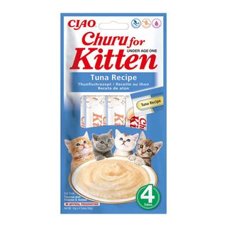 INABA Churu Kitten, Ton, plic, tub recompense fără cereale pisici junior, (piure), 56g