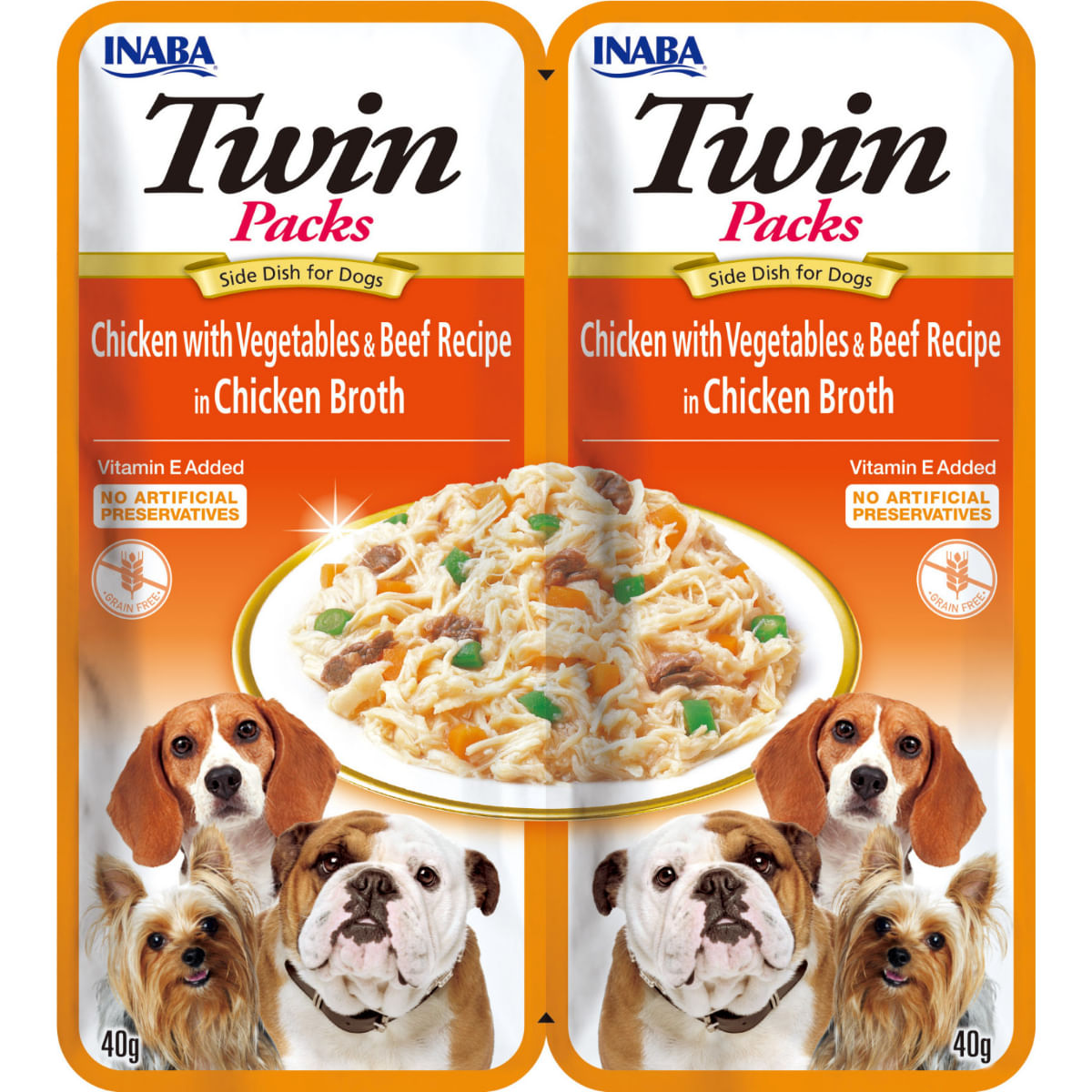 INABA Churu Dog Twin, XS-XL, Pui și Vită, hrană umedă fără cereale câini, (în supă) INABA Churu Dog Twin, XS-XL, Pui și Vită, plic hrană umedă fără cereale câini, (în supă), 80g