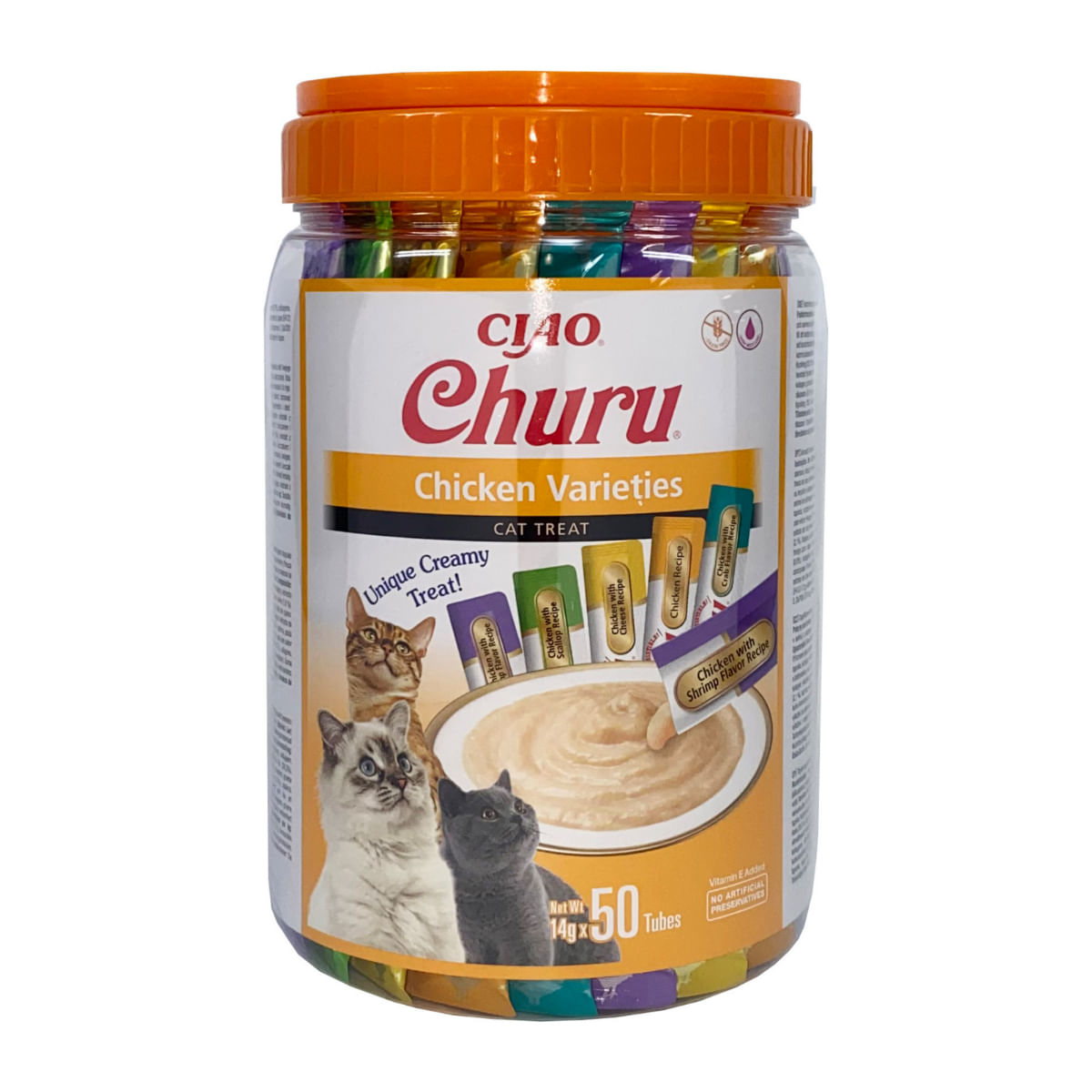 INABA Churu Varieties, Pui, găletușa, tub recompense fără cereale pisici, (piure), 700g