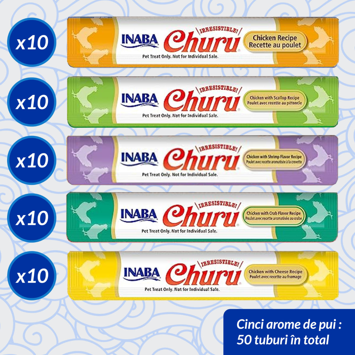 INABA Churu Varieties, Pui, găletușa, tub recompense fără cereale pisici, (piure), 700g - 2 | YEO