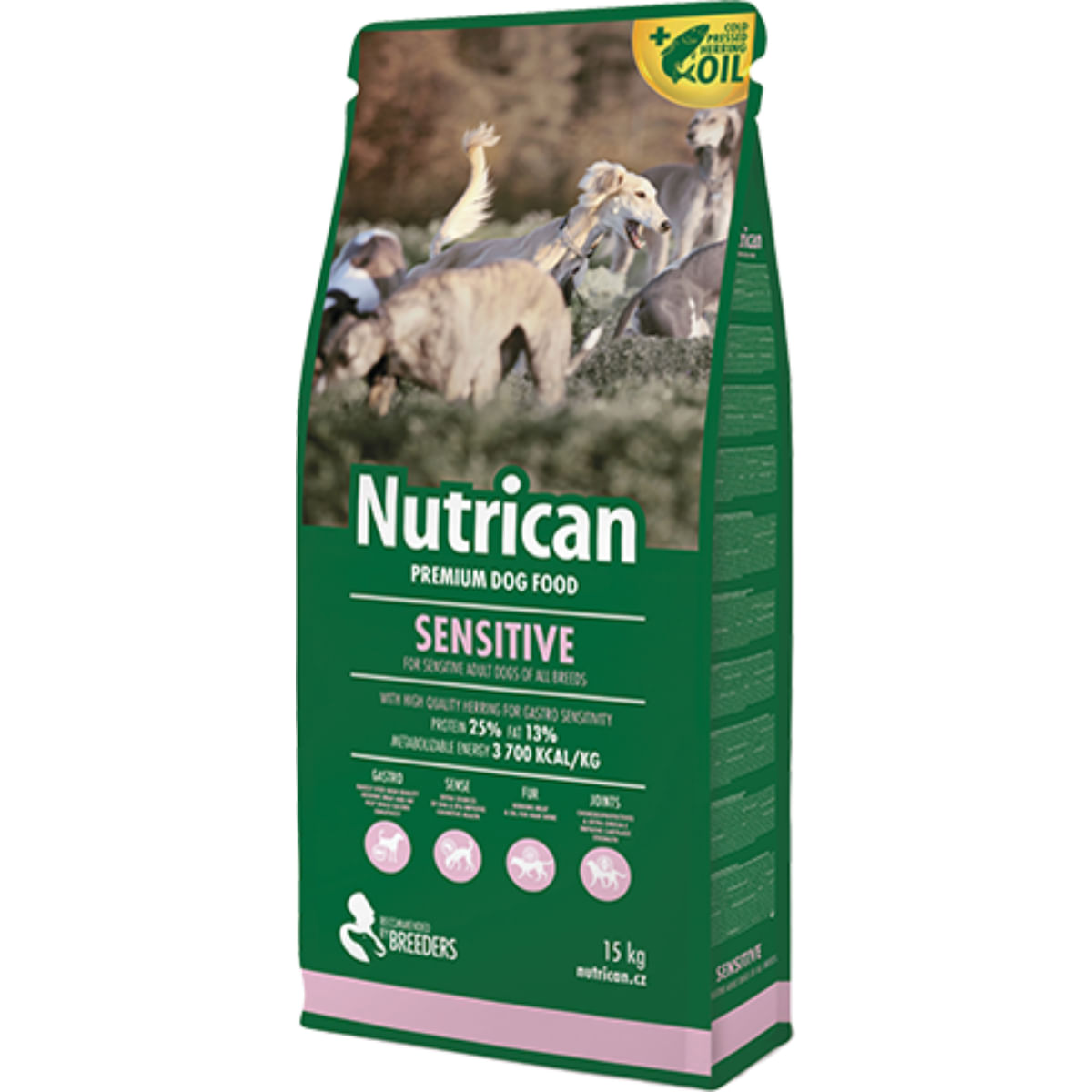 NUTRICAN Sensitive, XS-XL, Hering și Pui, hrană uscată câini, sistem digestiv, 15kg