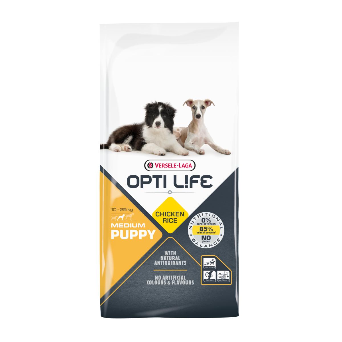 VERSELE LAGA Opti Life Puppy Medium, M, Pui, hrană uscată câini junior, 12.5kg - 1 | YEO