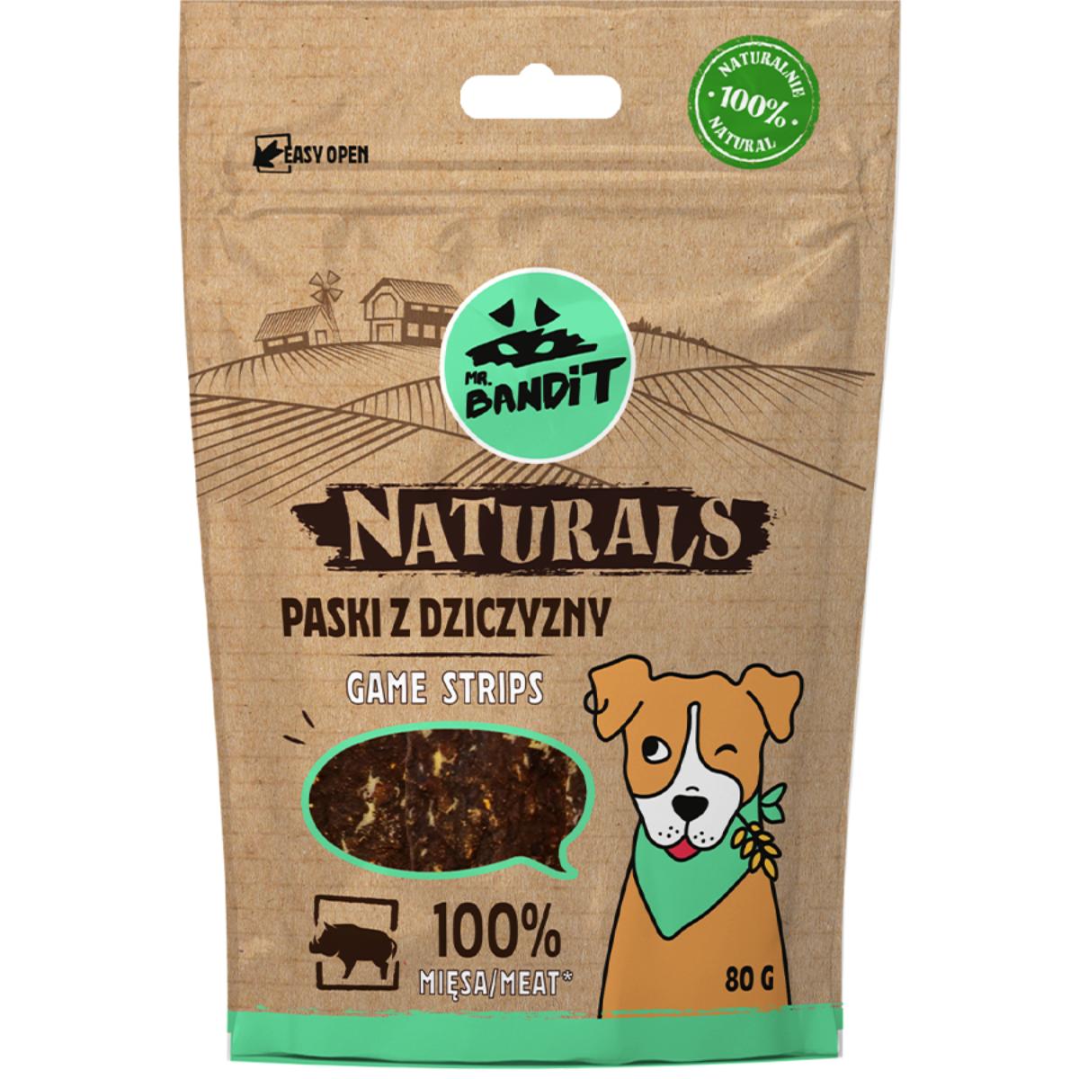 MR BANDIT Natural Stripes, XS-XL, Vânat, punguță recompense monoproteică fără cereale câini, 80g