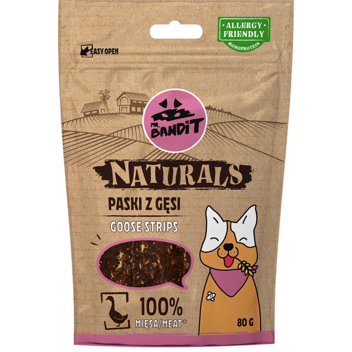 MR BANDIT Natural Stripes, XS-XL, Gâsca, punguță recompense monoproteică fără cereale câini, 80g