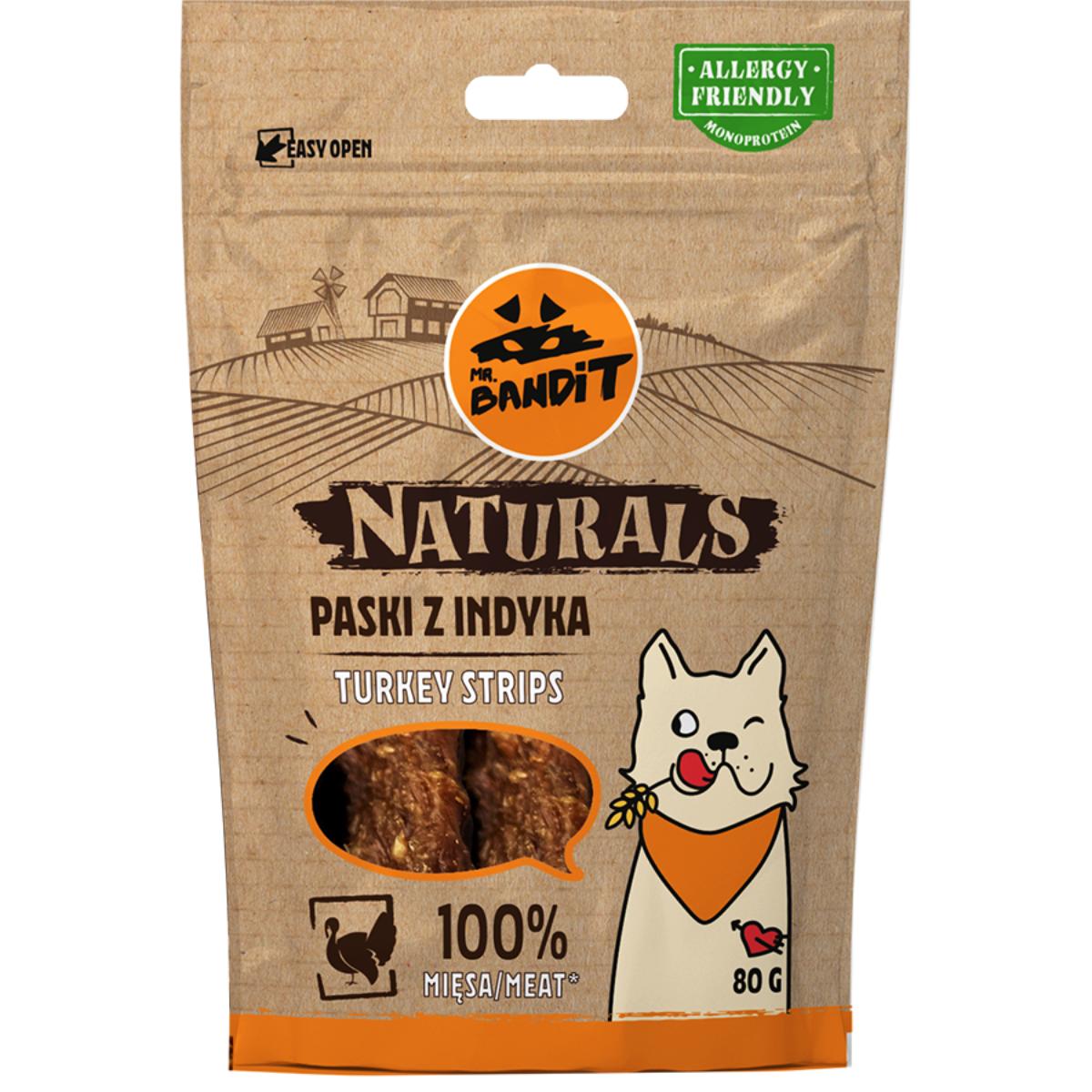 MR BANDIT Natural Stripes, XS-XL, Curcan, punguță recompense monoproteică fără cereale câini, 80g