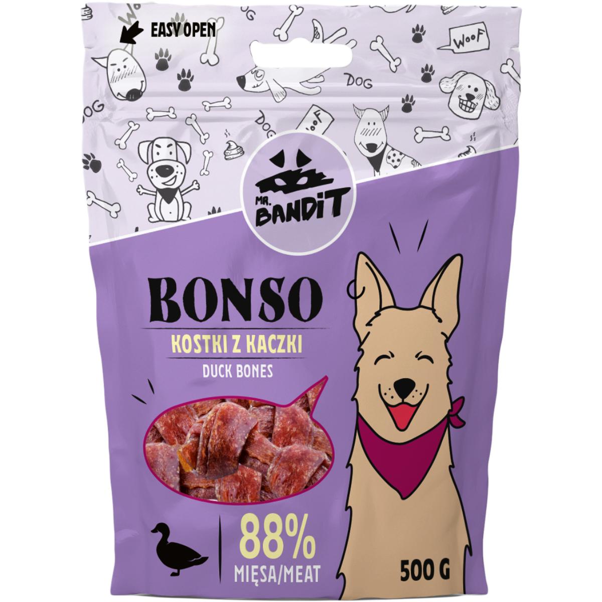 MR BANDIT Bonso Bones, XS-XL, Rață, punguță recompense câini, 500g