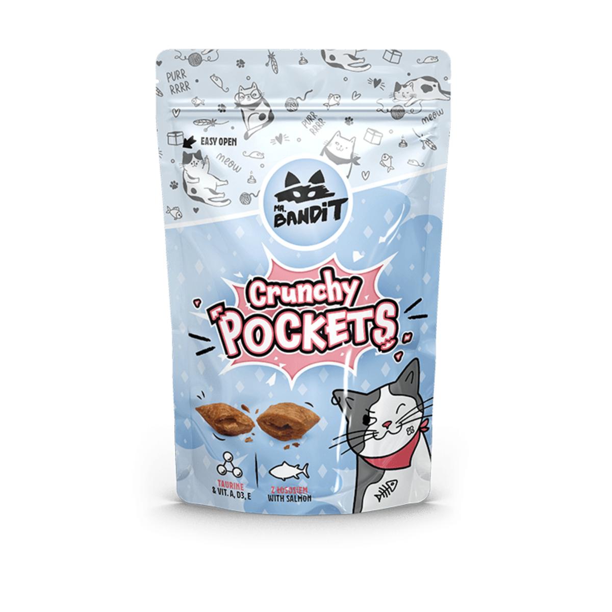 MR BANDIT Crunchy Pockets, Somon, punguță recompense pisici, 40g