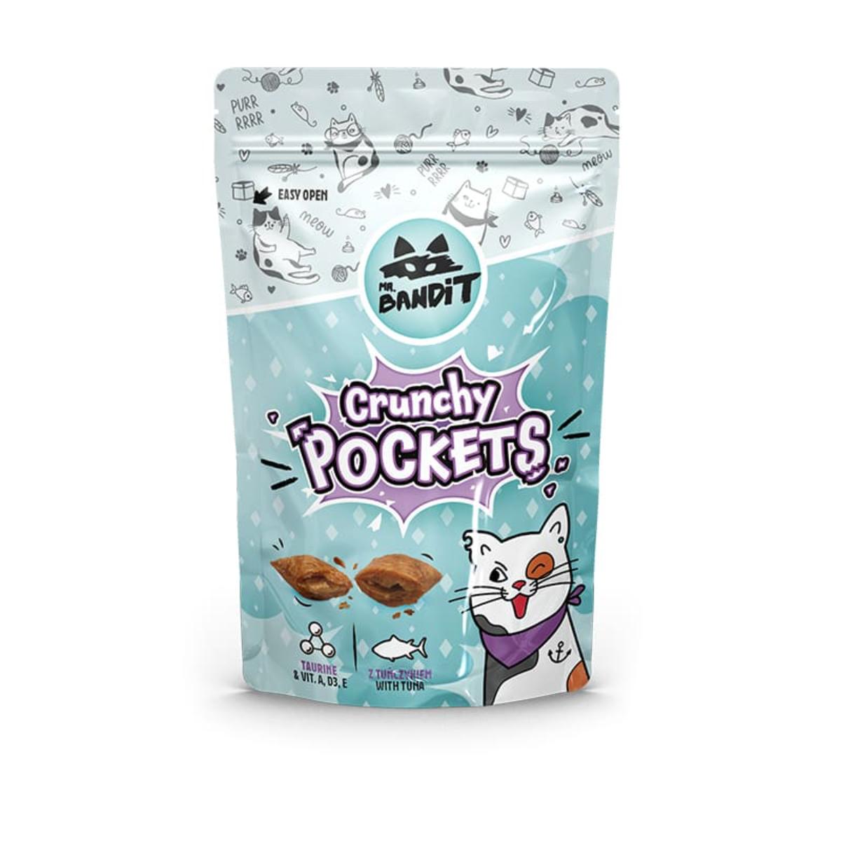 MR BANDIT Crunchy Pockets, Ton, punguță recompense pisici, 40g