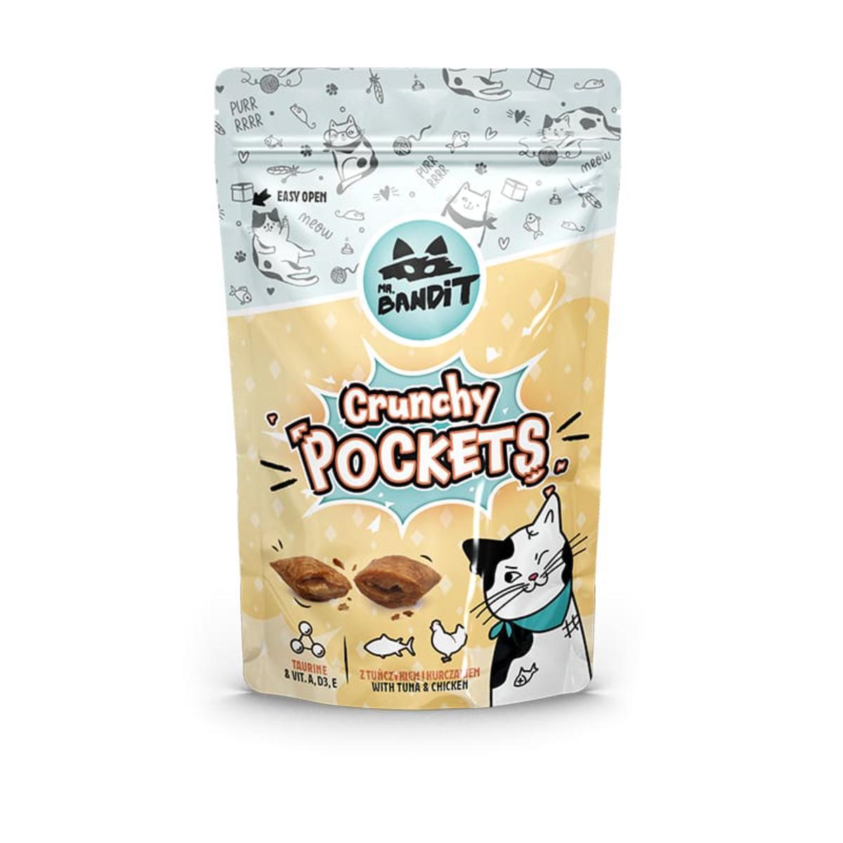 MR BANDIT Crunchy Pockets, Ton și Pui, punguță recompense pisici, 40g