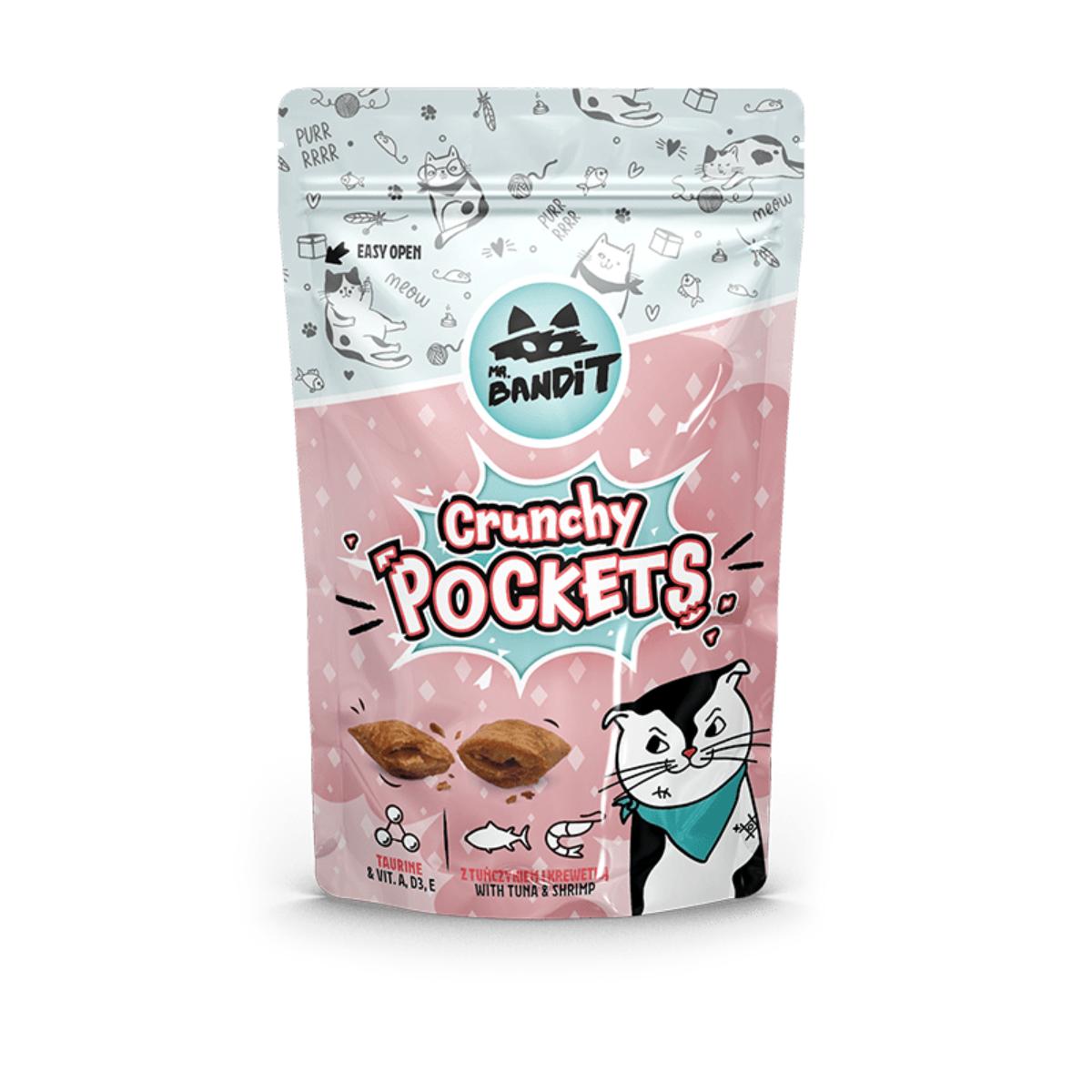 MR BANDIT Crunchy Pockets, Ton și Creveți, punguță recompense pisici, 40g