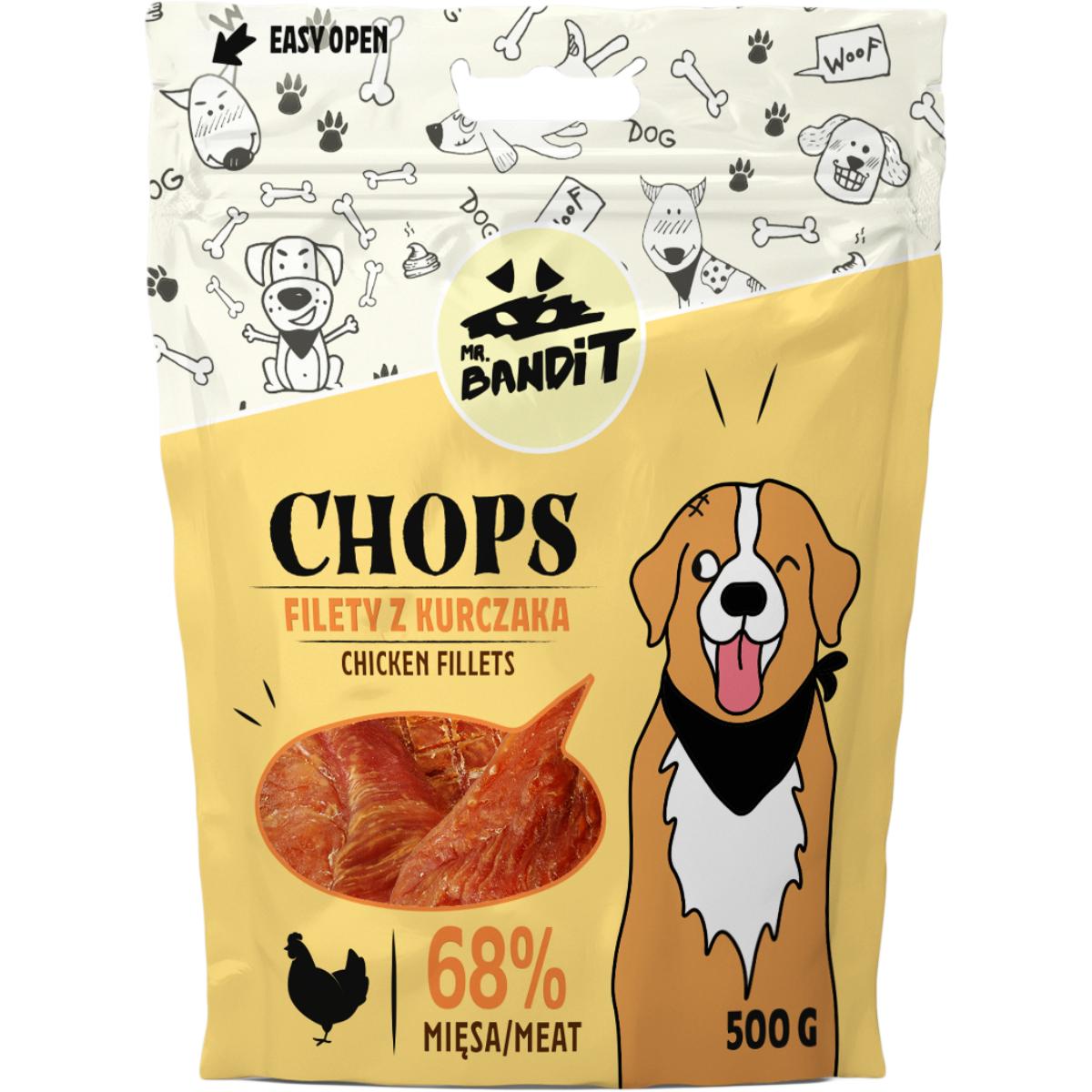 MR BANDIT Chops, XS-XL, Pui, punguță recompense câini, 500g