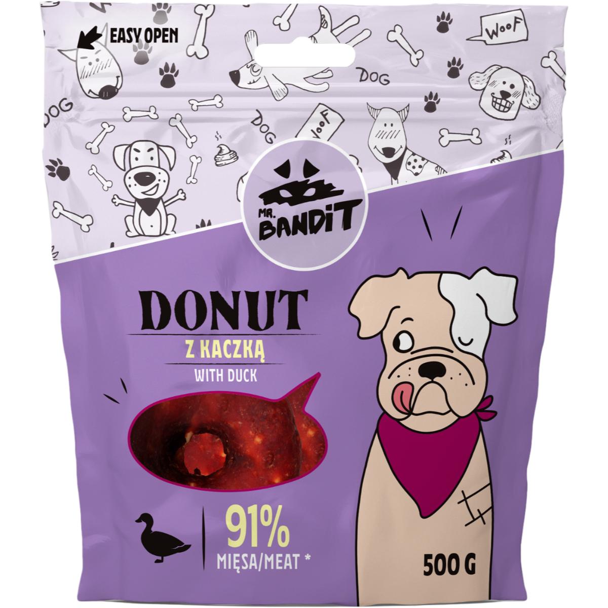 MR BANDIT Donut, XS-XL, Rață, punguță recompense câini, 500g