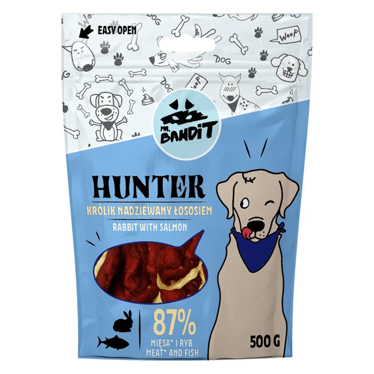 MR BANDIT Hunter, XS-XL, Iepure și Somon, punguță recompense fără cereale câini, 500g