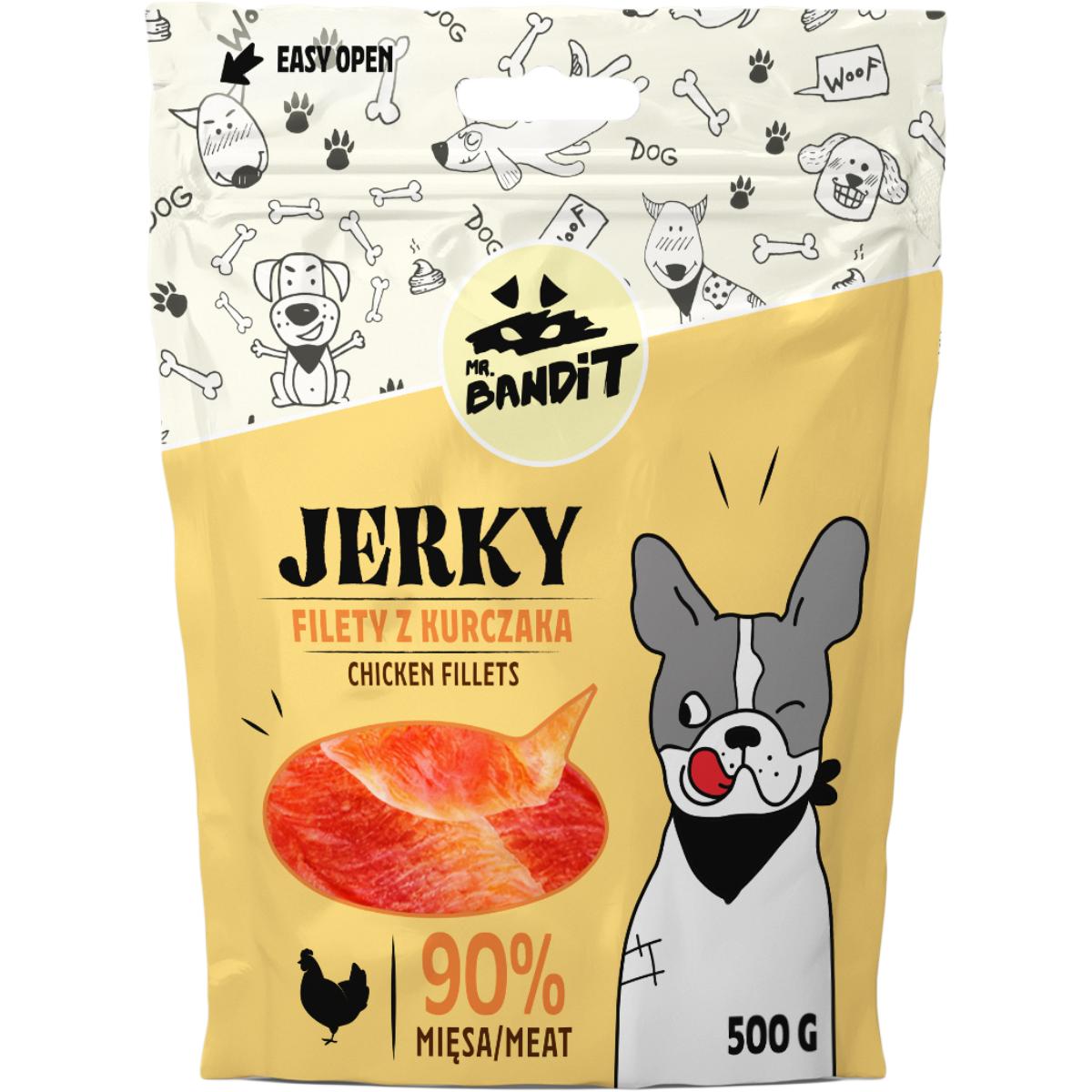 MR BANDIT Jerky Fillets, XS-XL, Pui, punguță recompense fără cereale câini, 500g