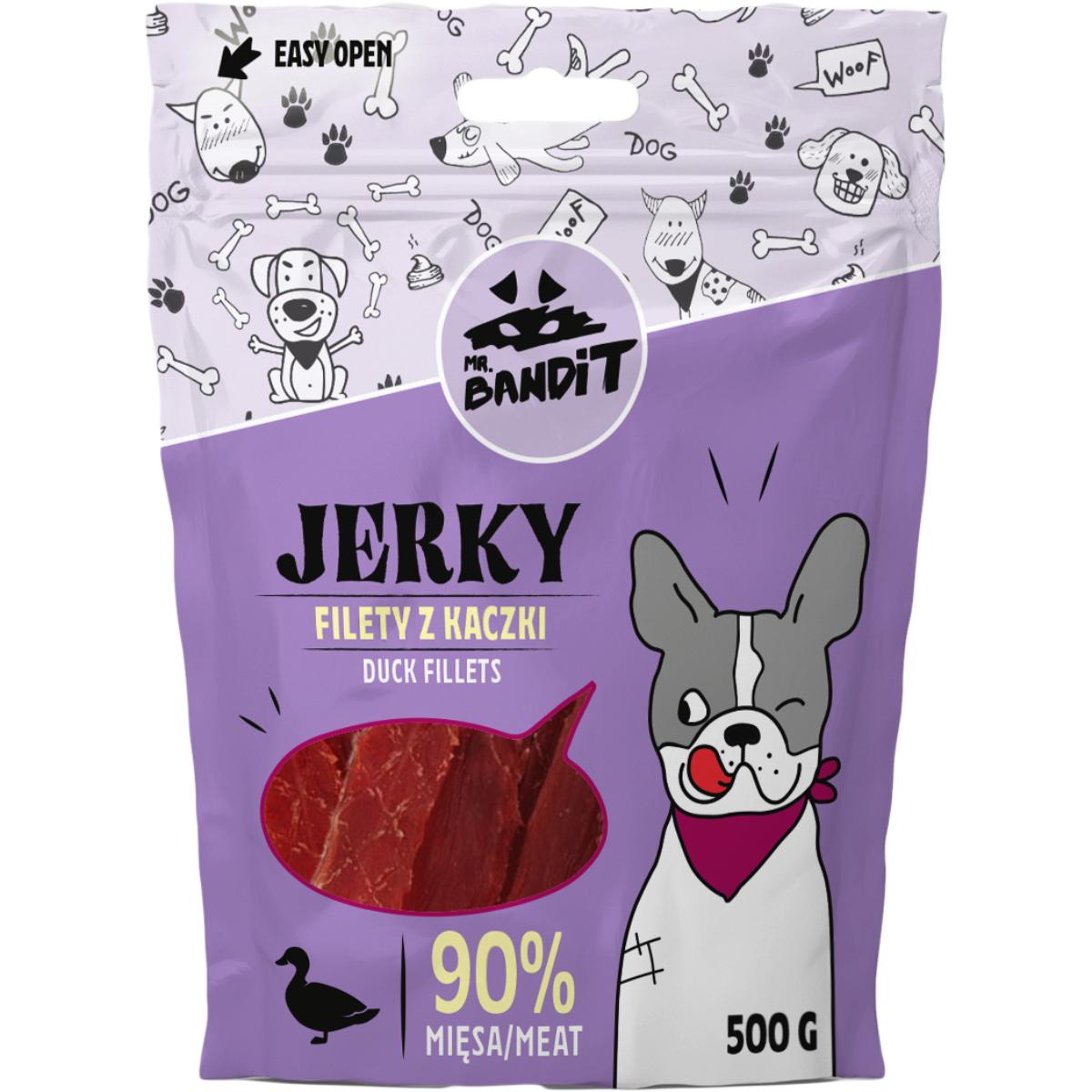 MR BANDIT Jerky Fillets, XS-XL, Rață, punguță recompense fără cereale câini, 500g