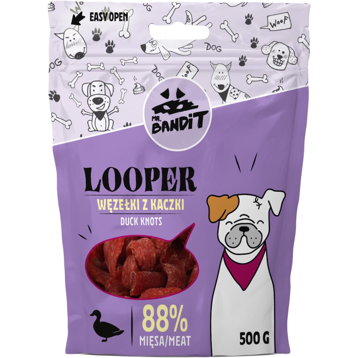 MR BANDIT Looper Knots, XS-XL, Rață, punguță recompense câini, 500g