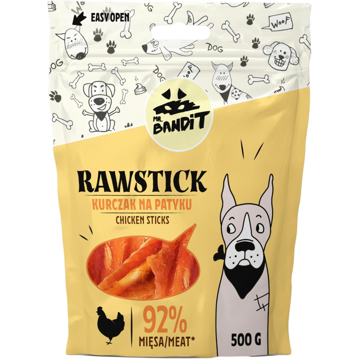 MR BANDIT Rawstick, XS-XL, Pui, punguță recompense fără cereale câini, 500g