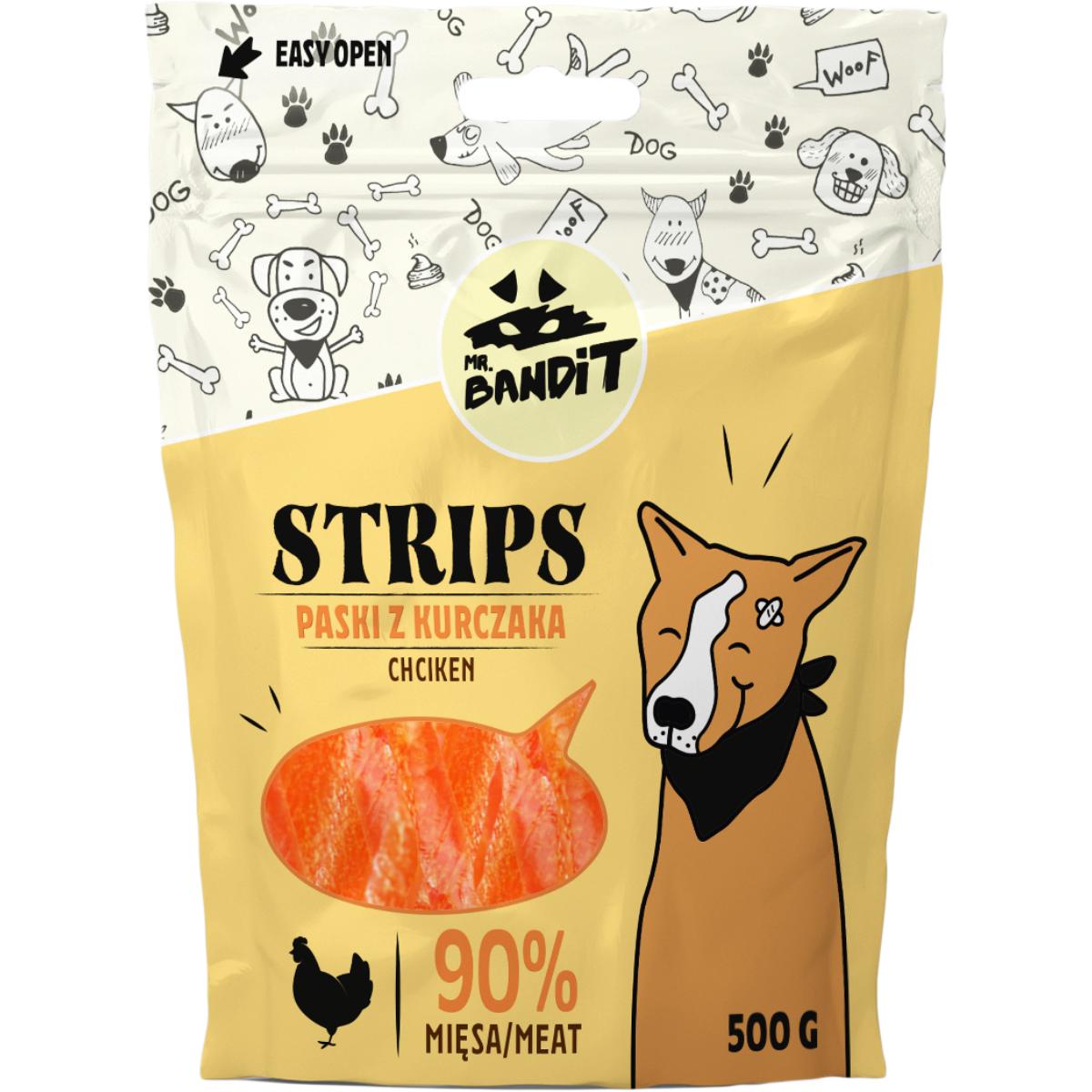 MR BANDIT Strips, XS-XL, Pui, punguță recompense fără cereale câini, 500g