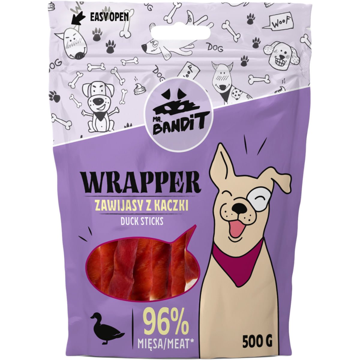 MR BANDIT Wrapper, XS-M, Rață, punguță recompense câini, 80g