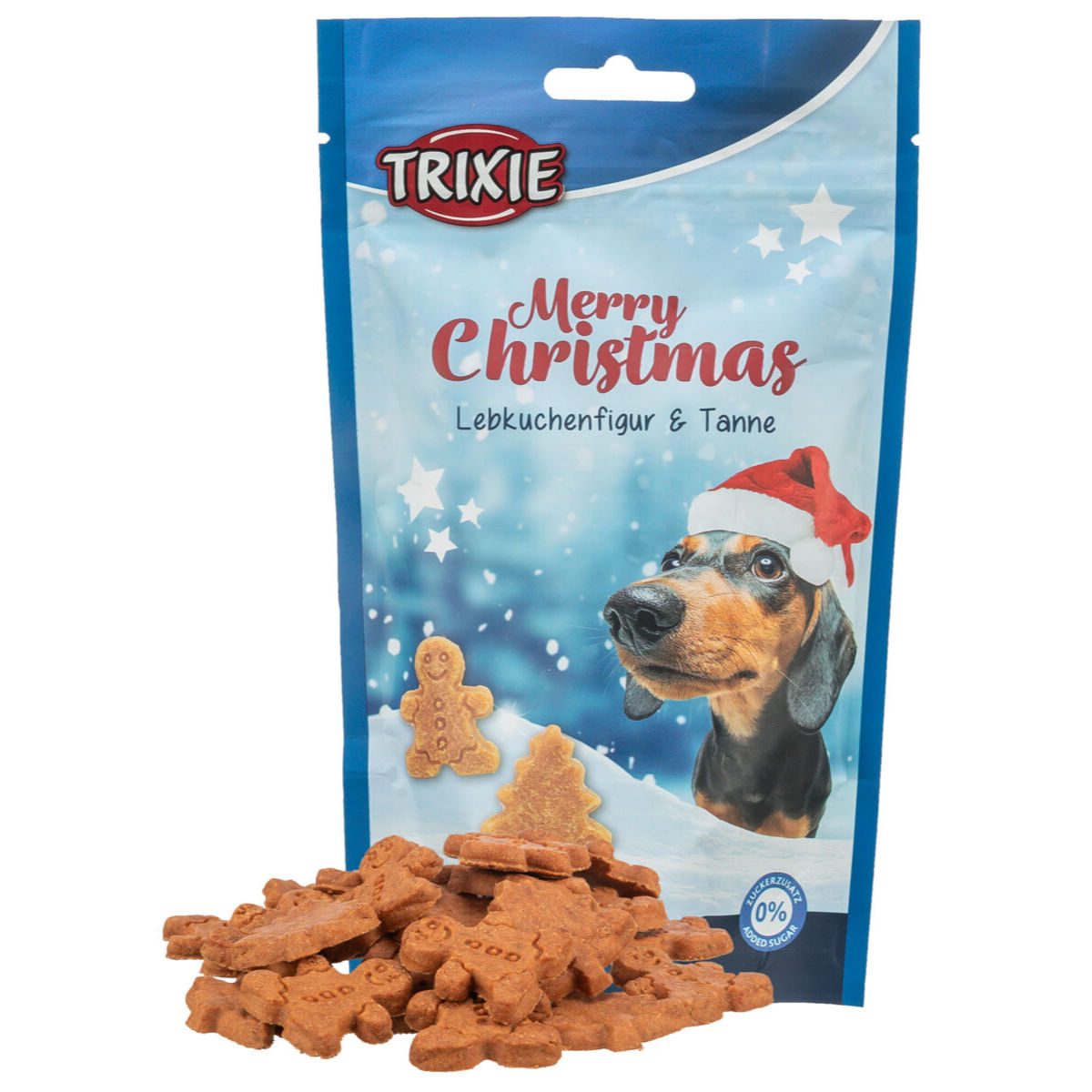 TRIXIE Christmas Gingerbread Man & Tree, XS-XL, Rață și Pui, punguță recompense câini, 100g