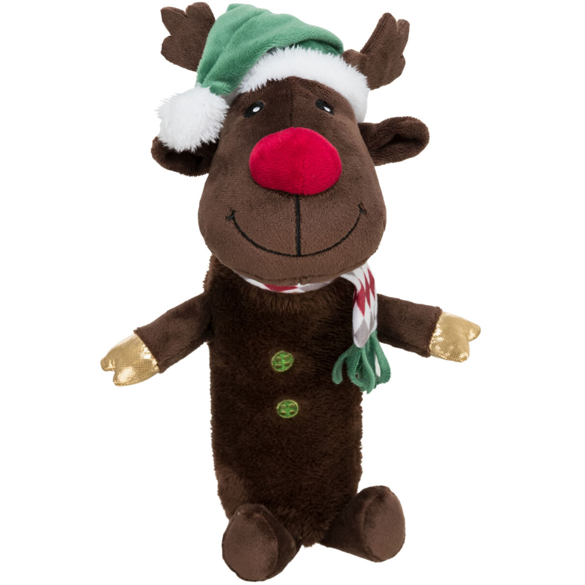 TRIXIE Christmas Ren cu Fosnaitoare, jucărie de pluș câini XS-XL, activități fizice, poliester, maro și roșu, 45cm