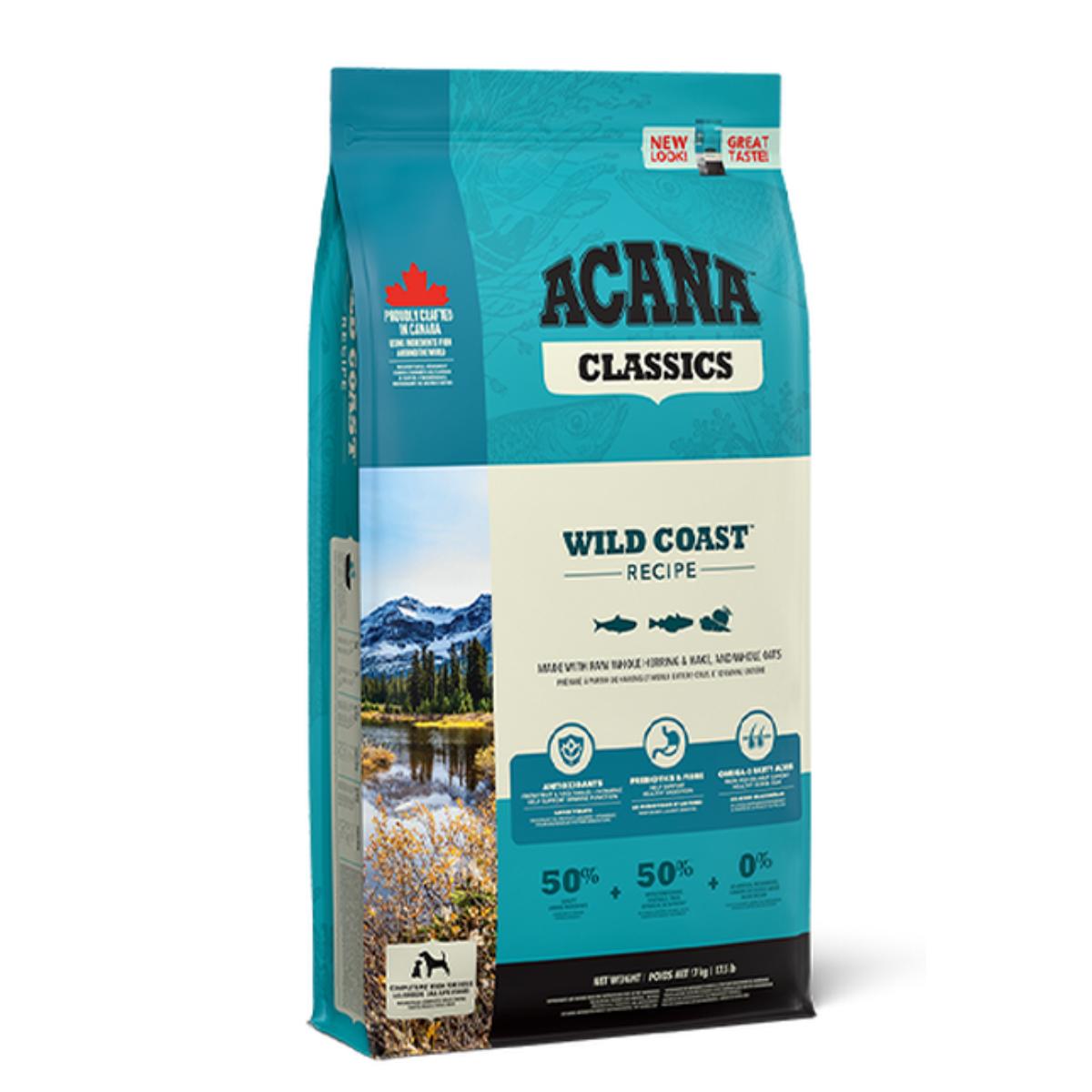 ACANA Classics Wild Coast, Adult, hrană uscată câini ACANA Classics Wild Coast, XS-XL, Somon și Hering, hrană uscată conținut redus cereale câini, 14.5kg - 1 | YEO