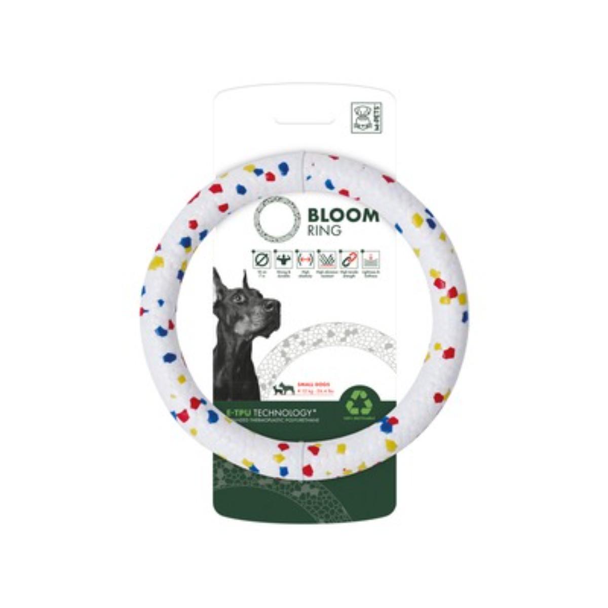 M-PETS Bloom, jucărie inel, câini M-XL, activități fizice, poliester oxford, alb și negru, ⌀18cm