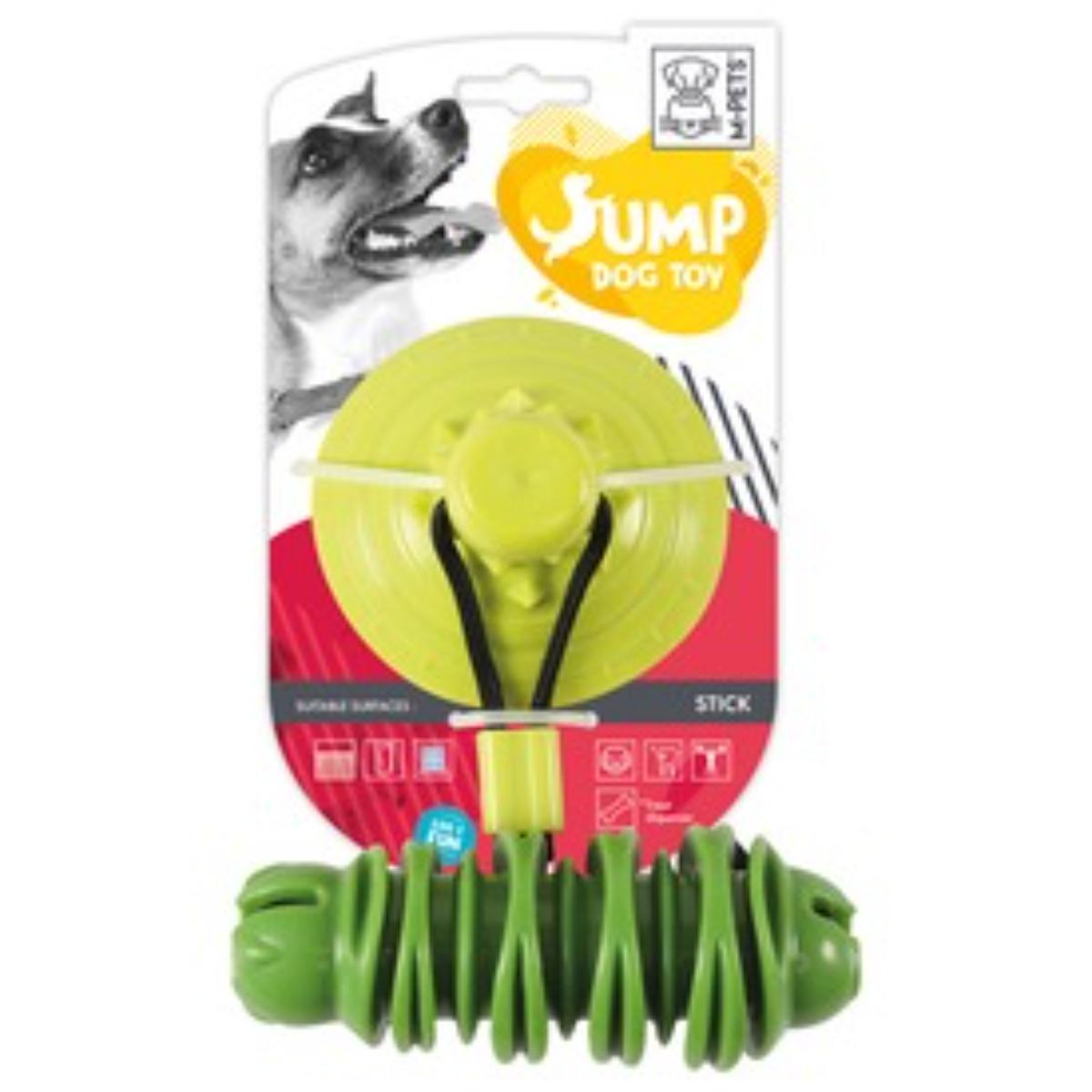 M-PETS Stick, jucărie interactivă câini XS-M, jucării agățate, dentiție, poliester, verde 16x6cm